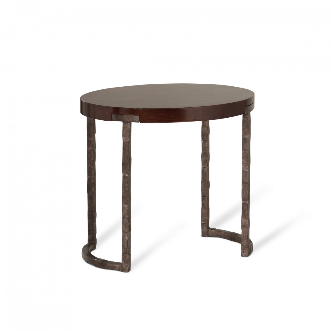 Alberto Oval Drum Table CST13 Burnt Silver with Chestnut Gloss top
