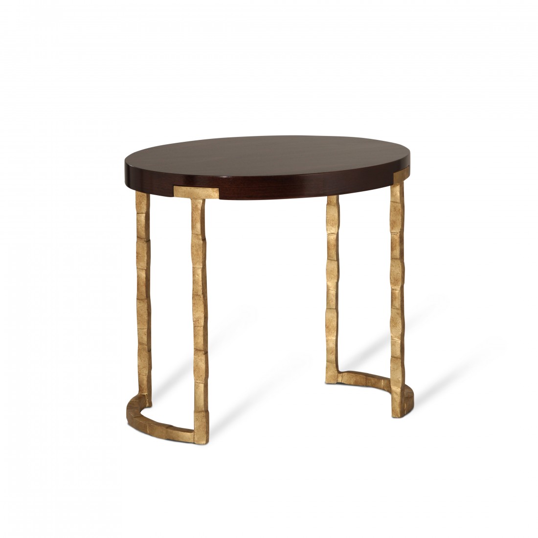 Alberto Oval Drum Table CST13 Versailles Gold with Chestnut Gloss top