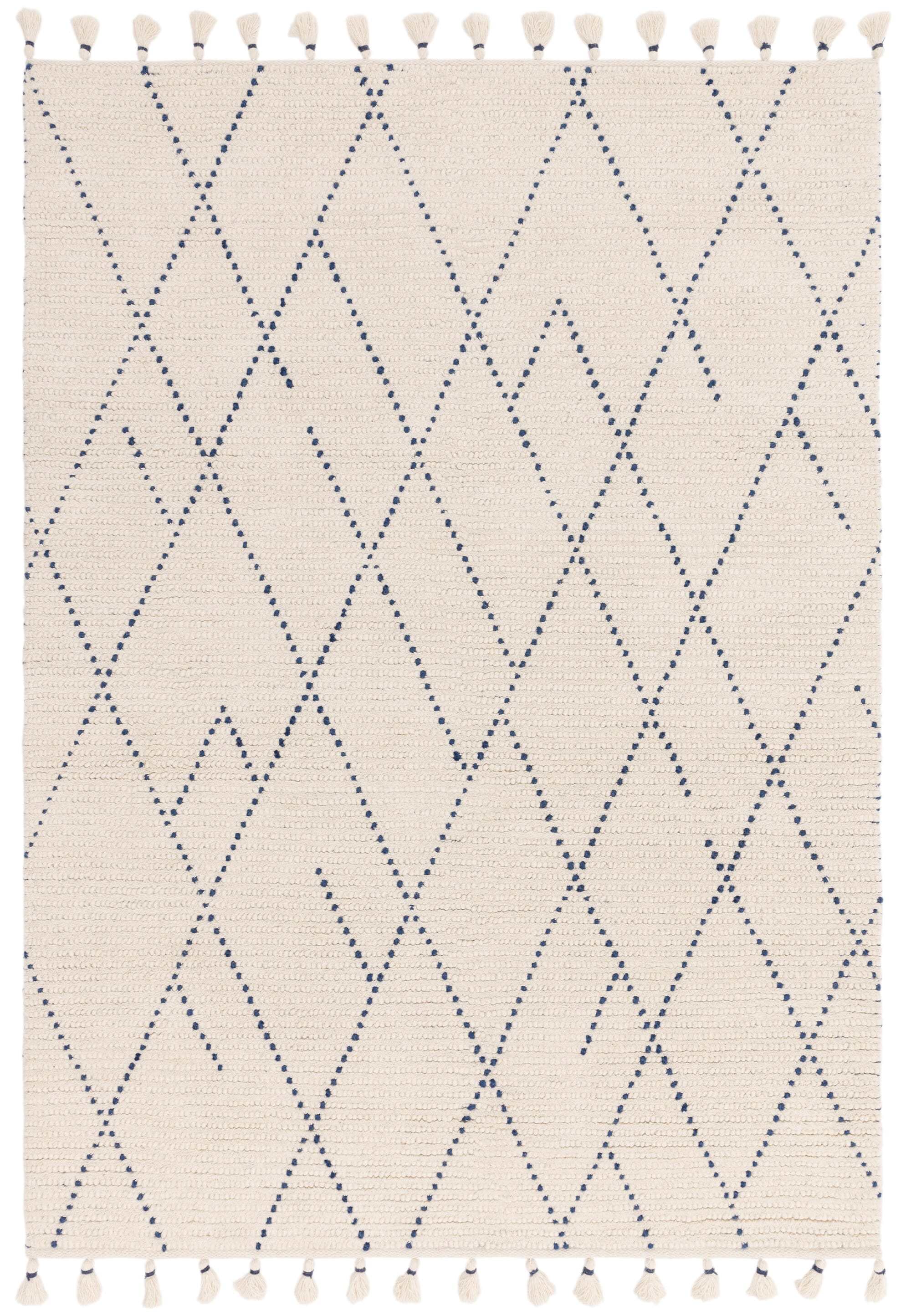 Nepal Cream Blue Linear Rug