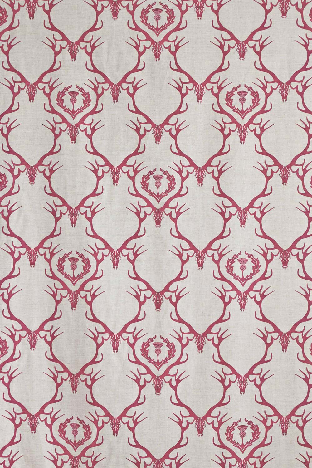 Deer Damask Fabric Claret