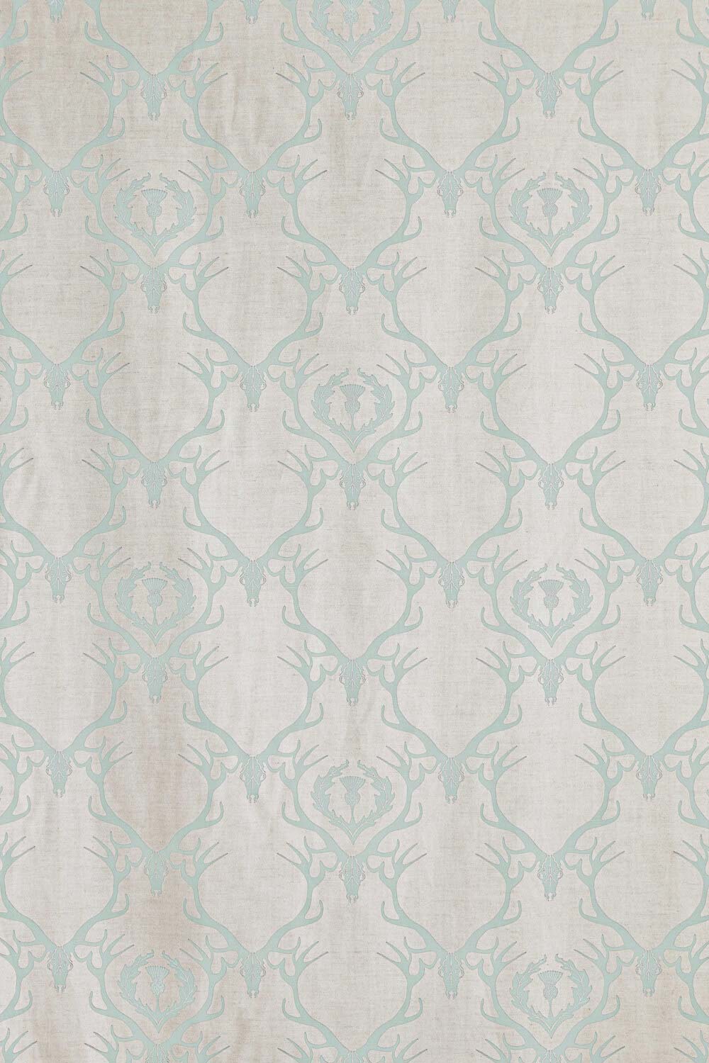 Deer Damask Fabric Duck Egg