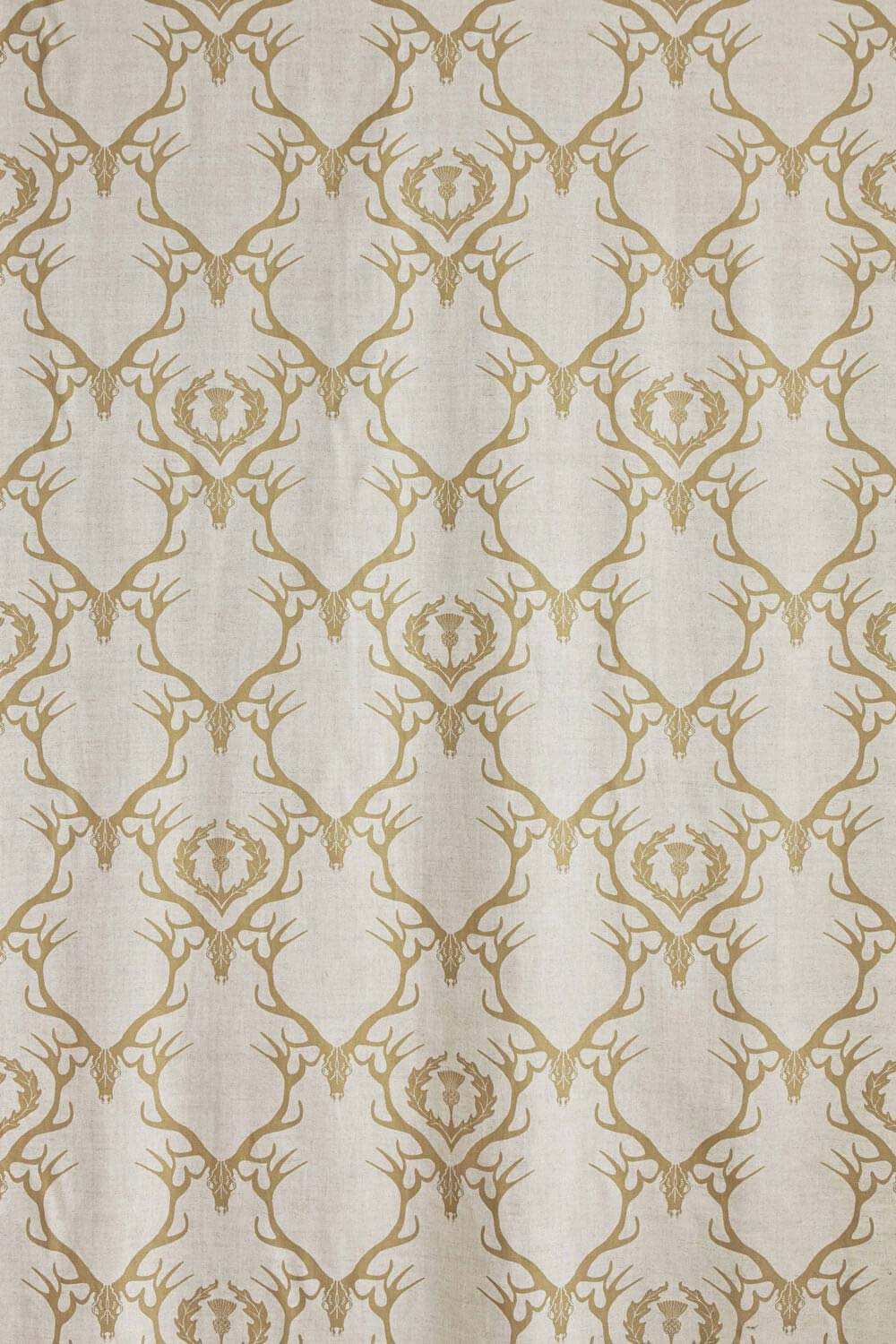 Deer Damask Fabric Gold