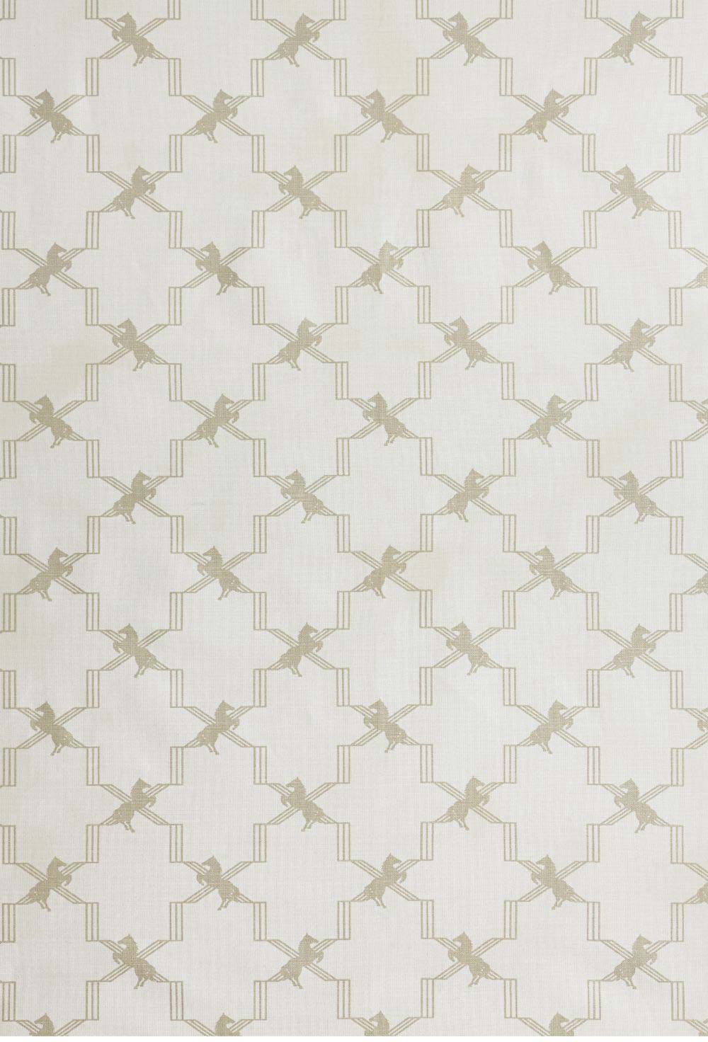 Horse Trellis Fabric Metallic Stone
