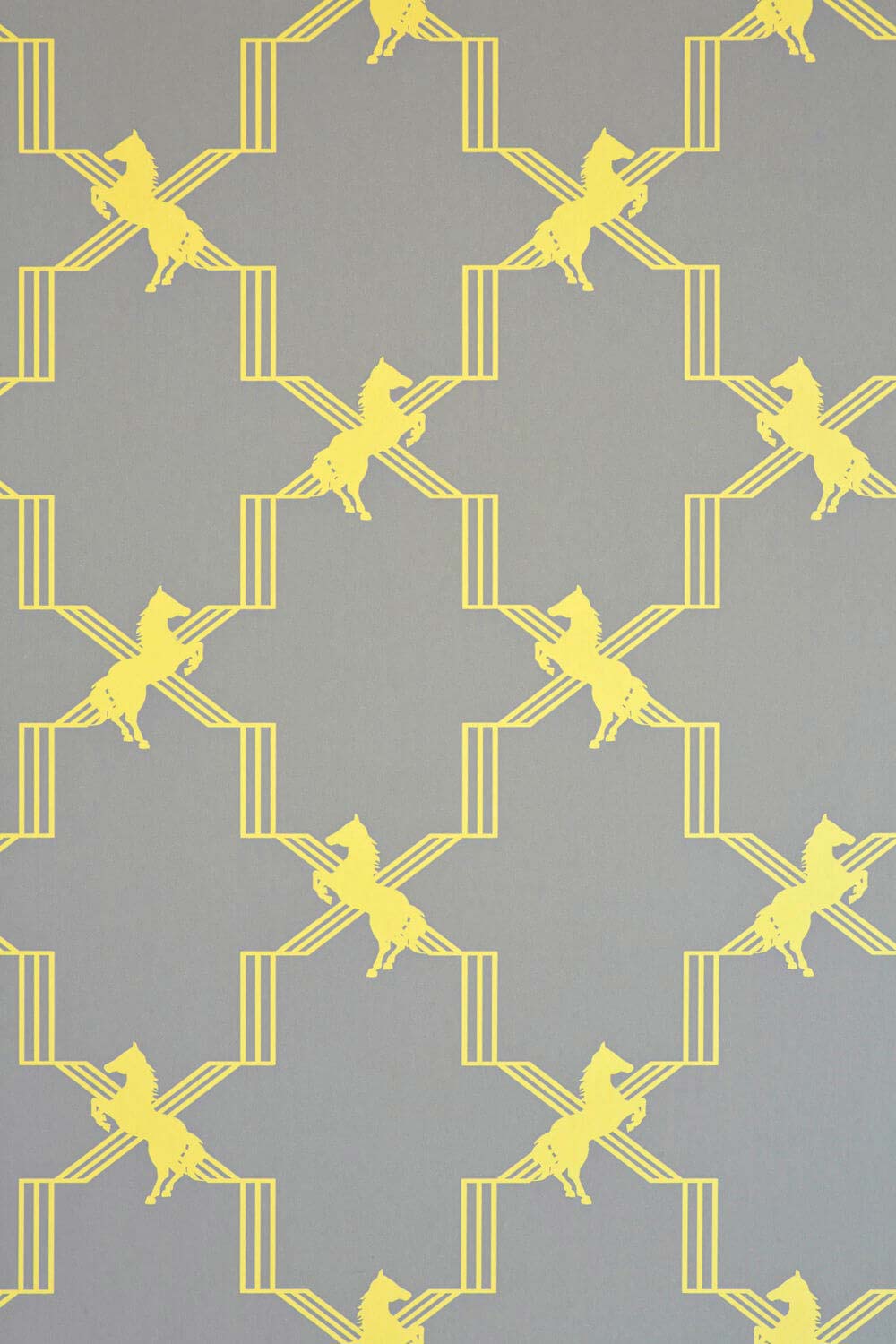 Horse Trellis Wallpaper Acid On Grey