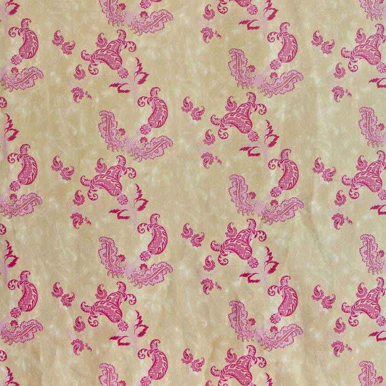 Paisley Fabric Hot Pink On Tea Stain