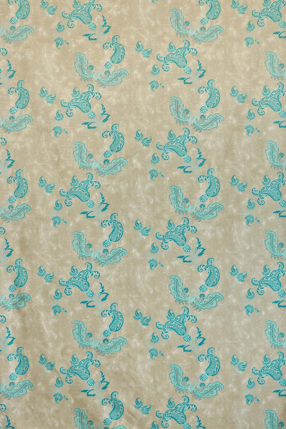 Paisley Fabric Turquoise On Old Grey
