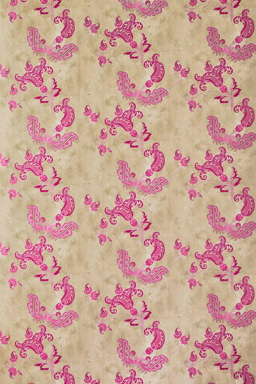 Paisley Wallpaper Hot Pink On Tea Stain