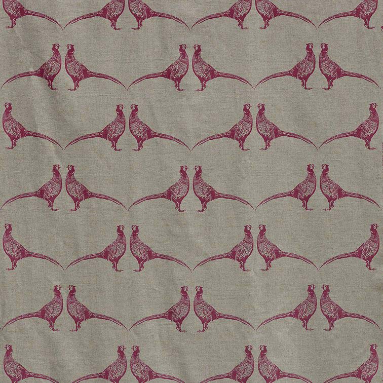 Pheasant Fabric Pink On Natural