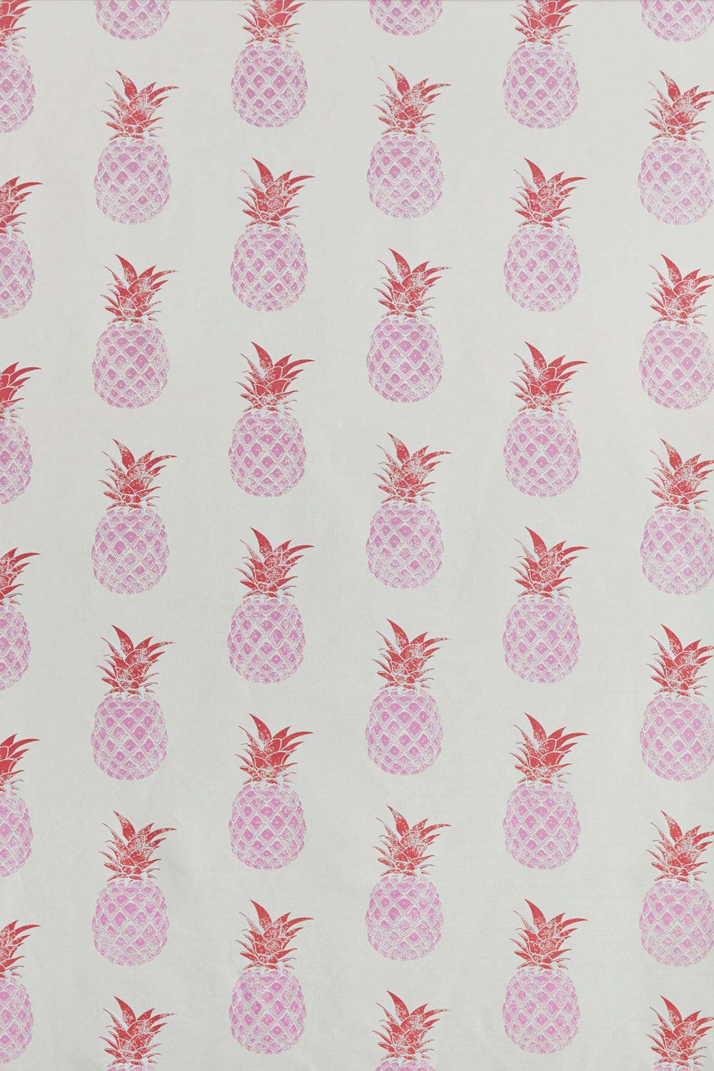 Pineapple Fabric Pink/Red On Cream