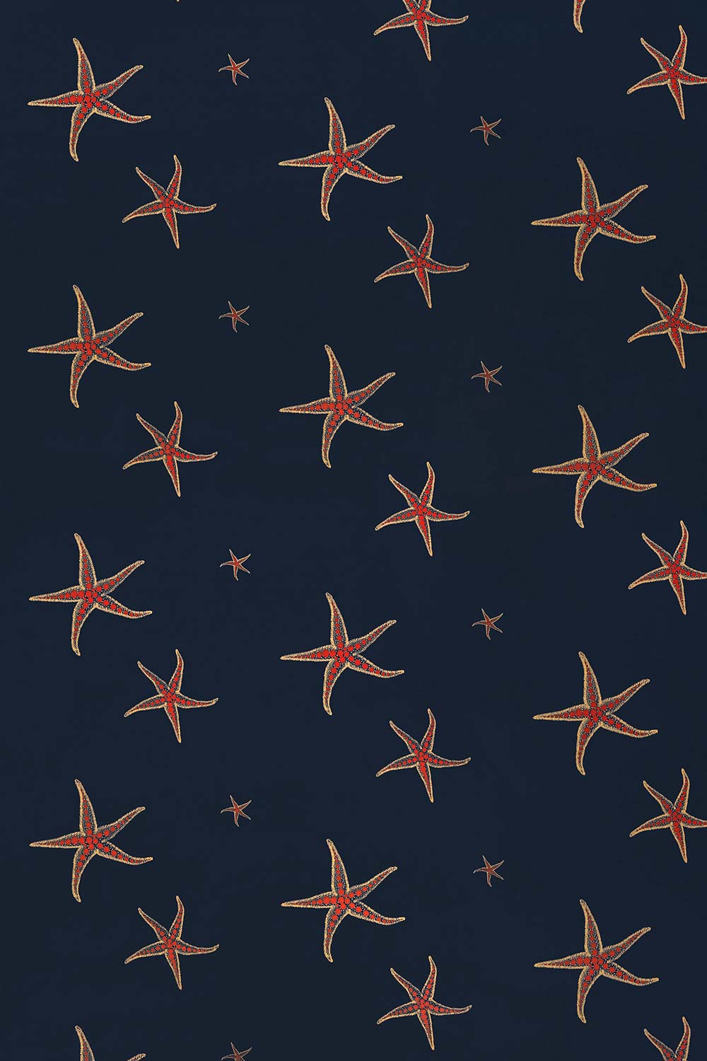 Starfish Wallpaper Navy/Sienna