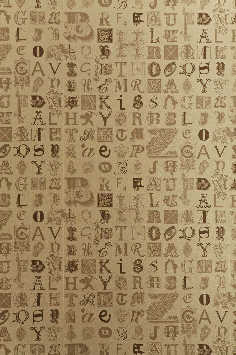 Typecast Wallpaper Vintage Gold