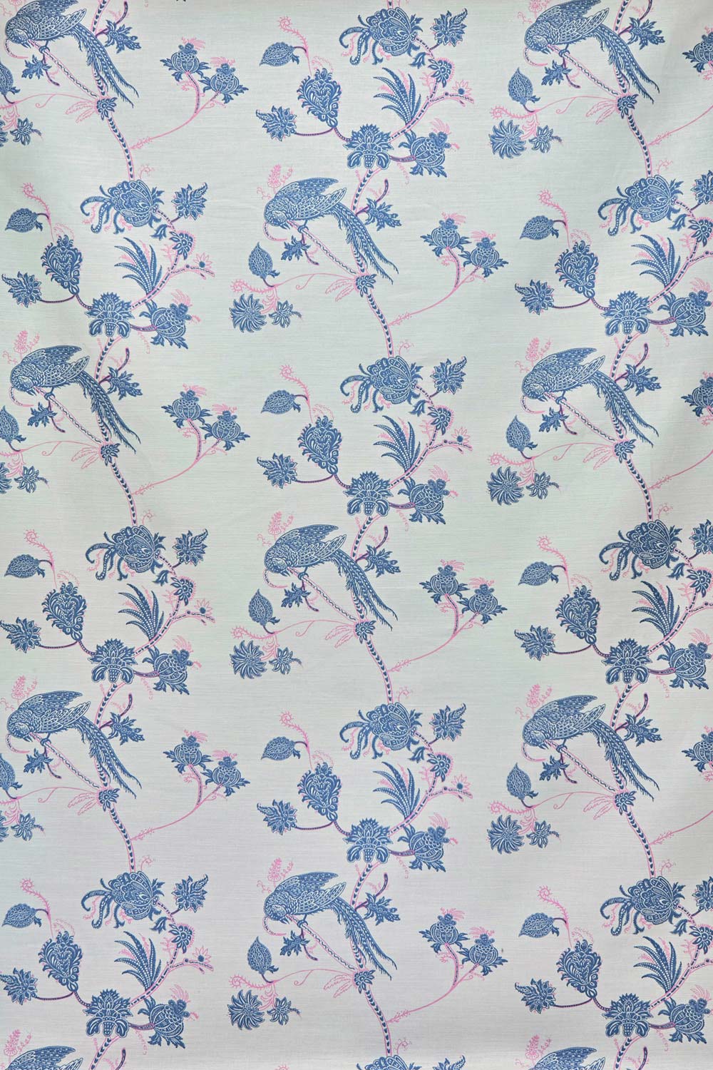 Vintage Bird Trail Fabric Blue / Pink