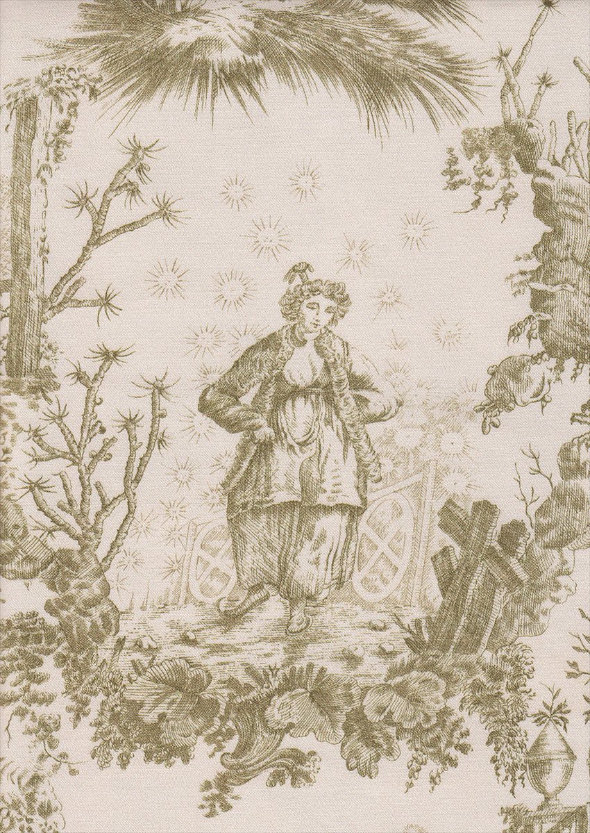 Chinese Toile Lotus Green Wallpaper