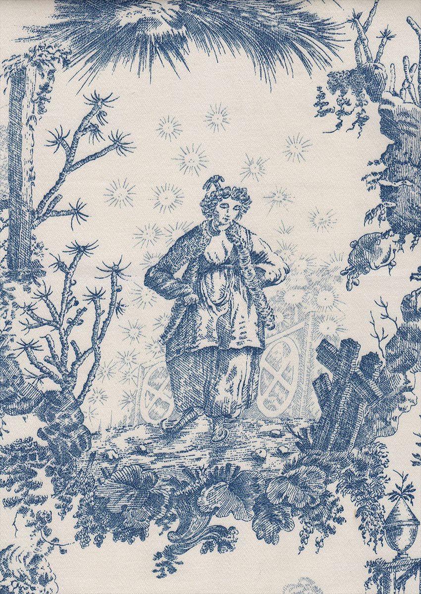 Chinese Toile Ming Blue Wallpaper