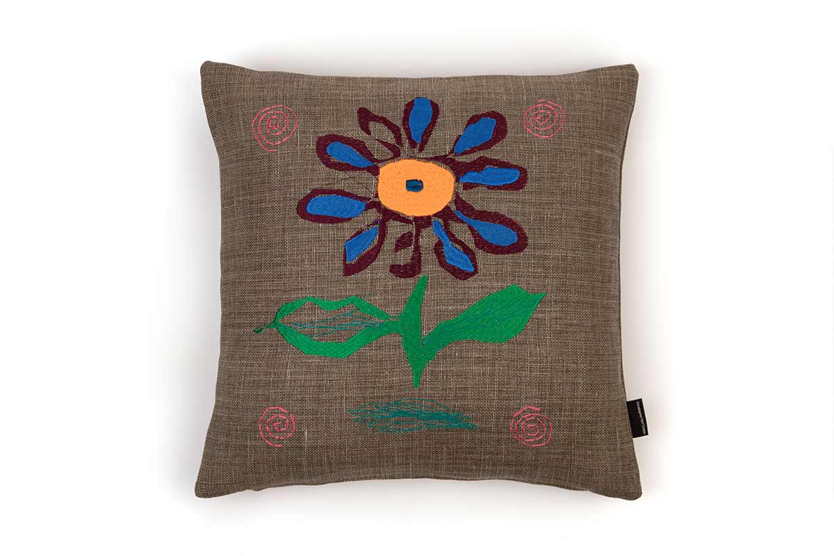 Alice Kettle Blue Tiger Flower B Cushion