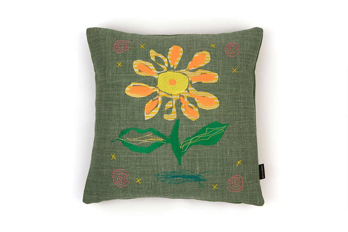 Alice Kettle Orange & Yellow Tiger Flower B Cushion