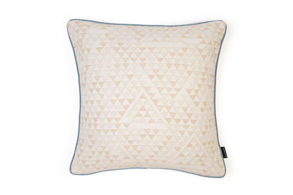 Camino Real Natural With Vertelli Blue Piping Cushion