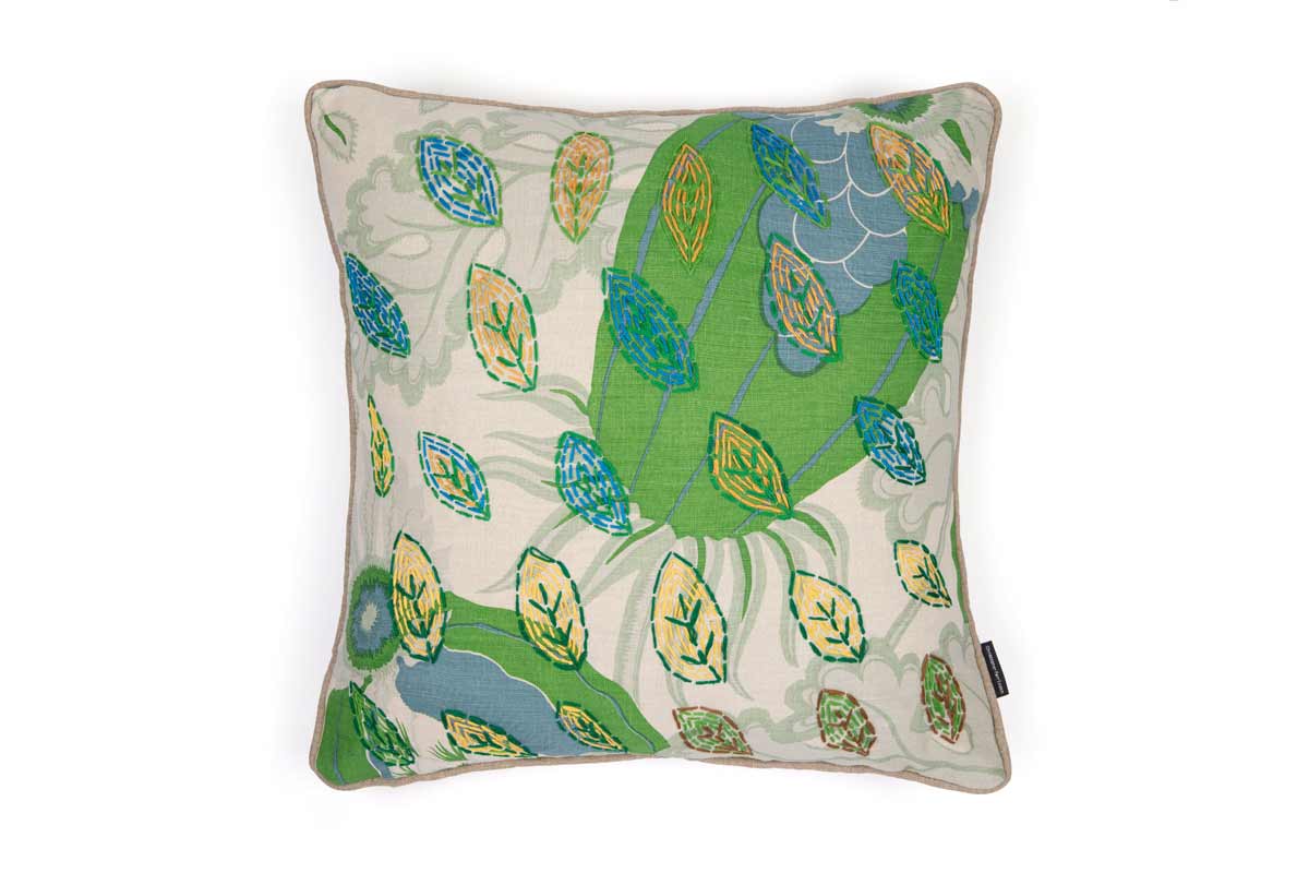 Carnival Embroidered Cushion Green Four
