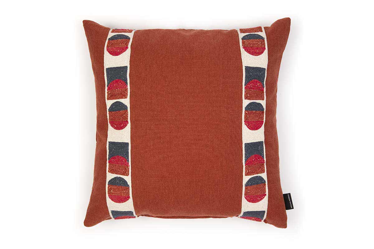 Pebble Paprika With Pop Art Berry Trim Cushion