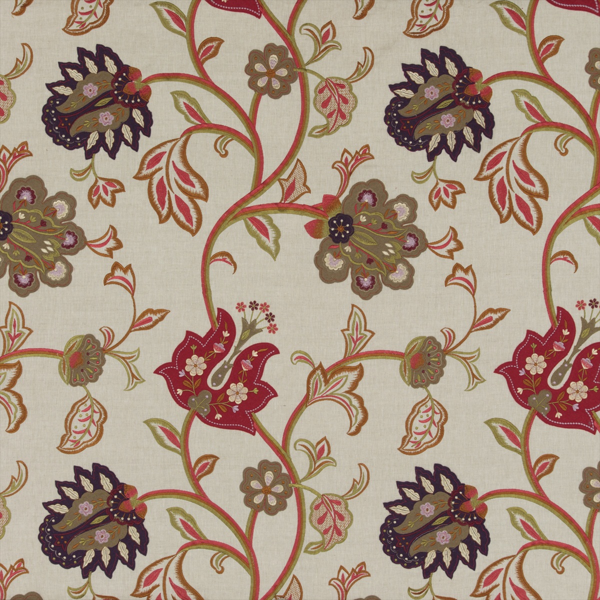 Floral Fantasy Red or Plum FD763-V54
