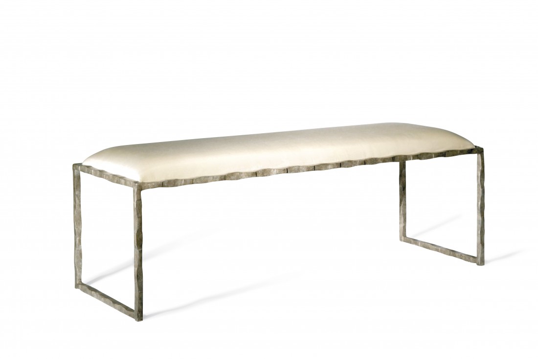 Giacometti Bench CSB03 Burnt Silver with COM Silk Covered Seat Pad