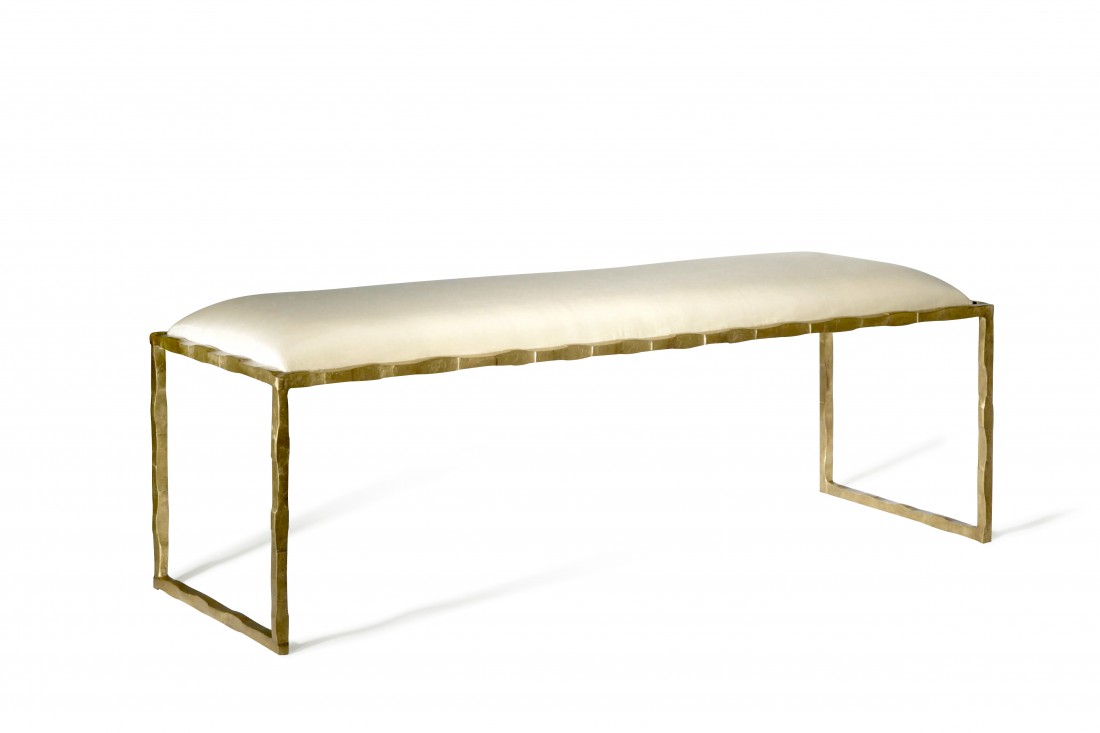 Giacometti Bench CSB03 Versailles Gold with silk covered seat pad