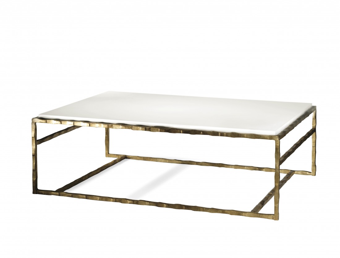Giacometti Coffee Table CFT01 Versailles Gold with Faux Limestone top