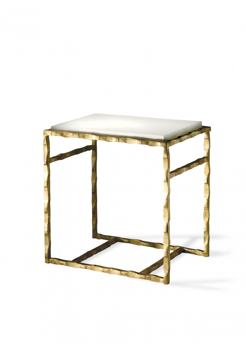 Giacometti Side Table CST01 Versailles Gold with Faux Limestone top