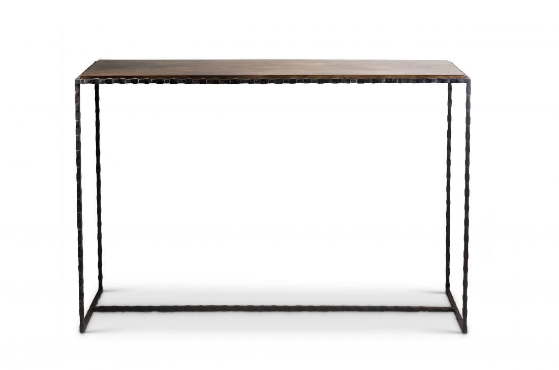 Giacometti Small Slimline Console Table CCT52 Carbon with French Polished Wood