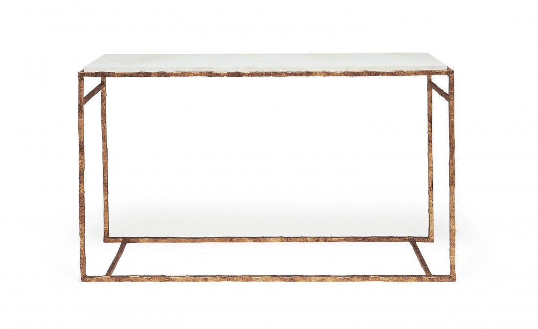 Large Giacometti Console Table CCT01L Versailles Gold with Faux Limestone top