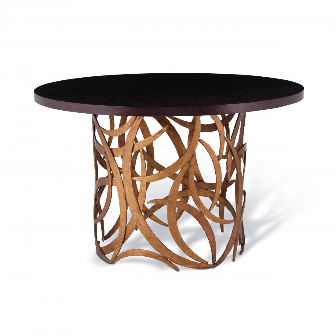 Large Miro Centre Table CRT04L French Brass with Dark Fumed Oak top