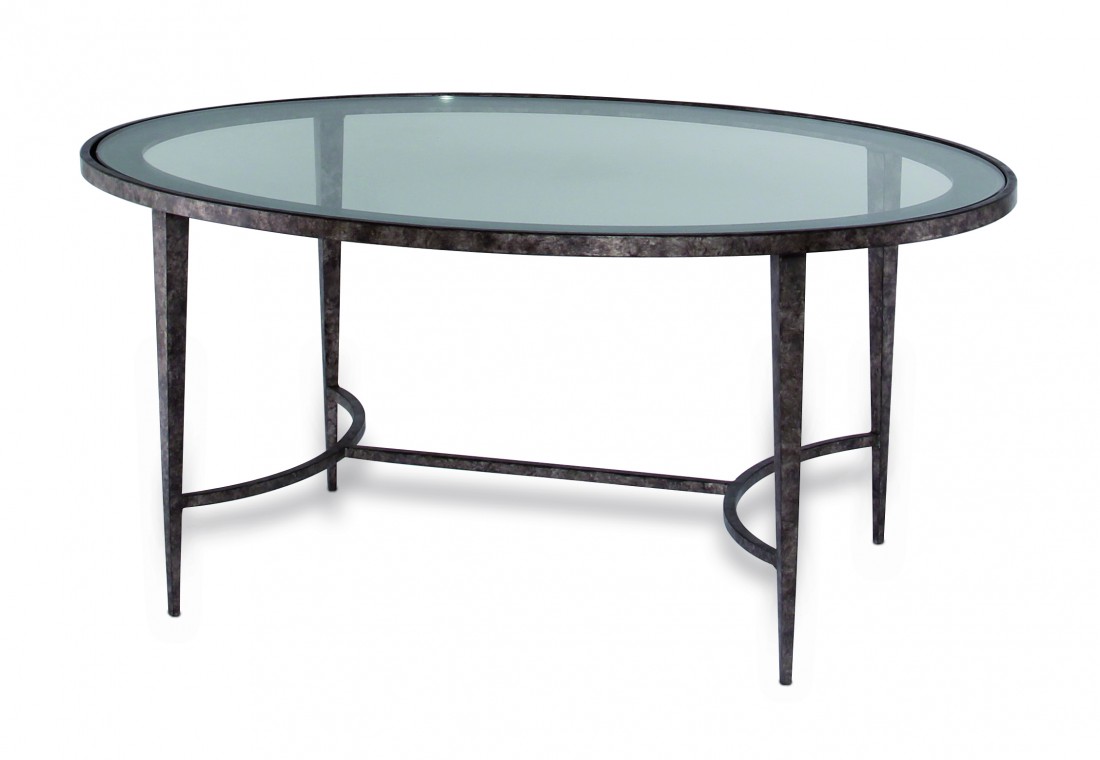 Large Salvatore Oval Coffee Table CFT11L Burnt Silver with Clear Glass top