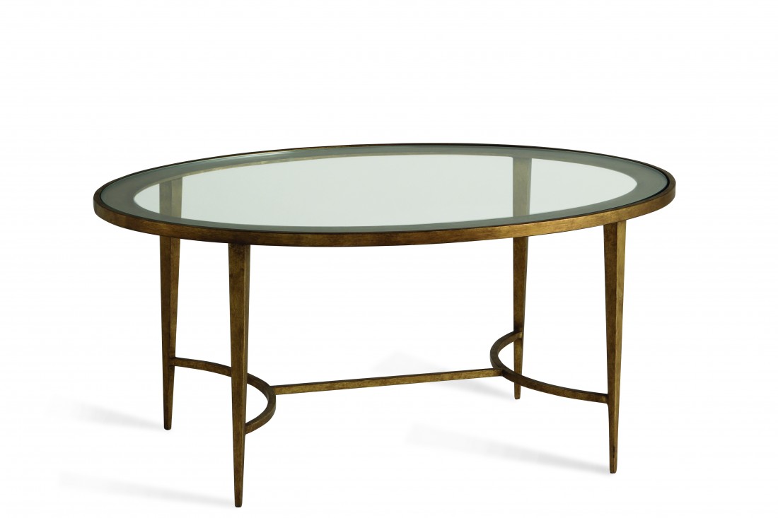 Large Salvatore Oval Coffee Table CFT11L French Brass with Clear Glass top