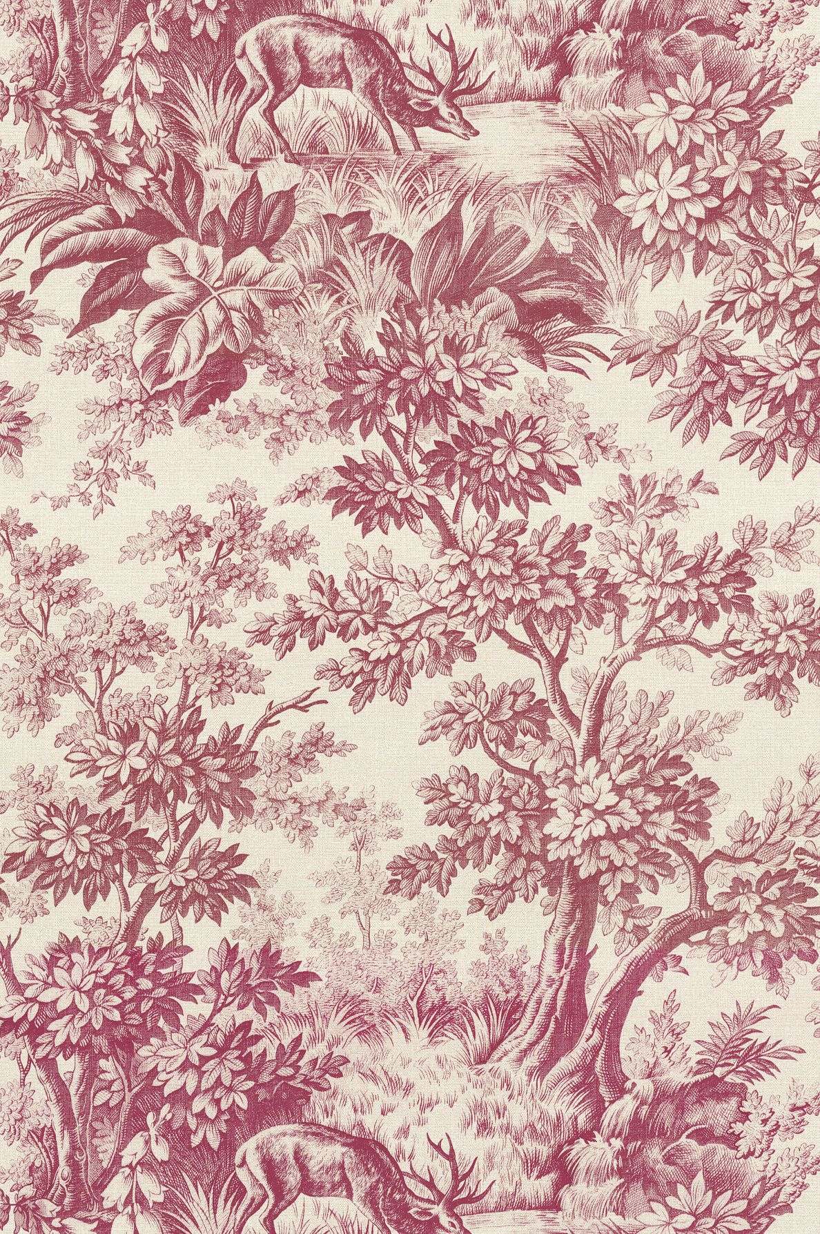 Stag Toile Burgundy