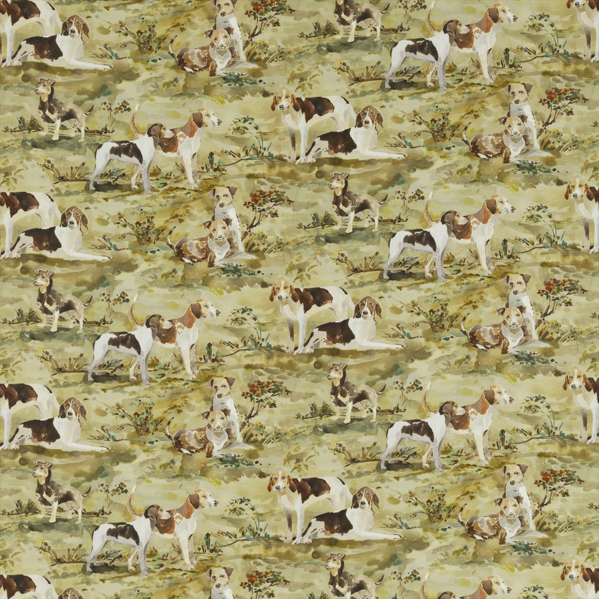 Mulberry Hounds Linen Multi FD296-Y101