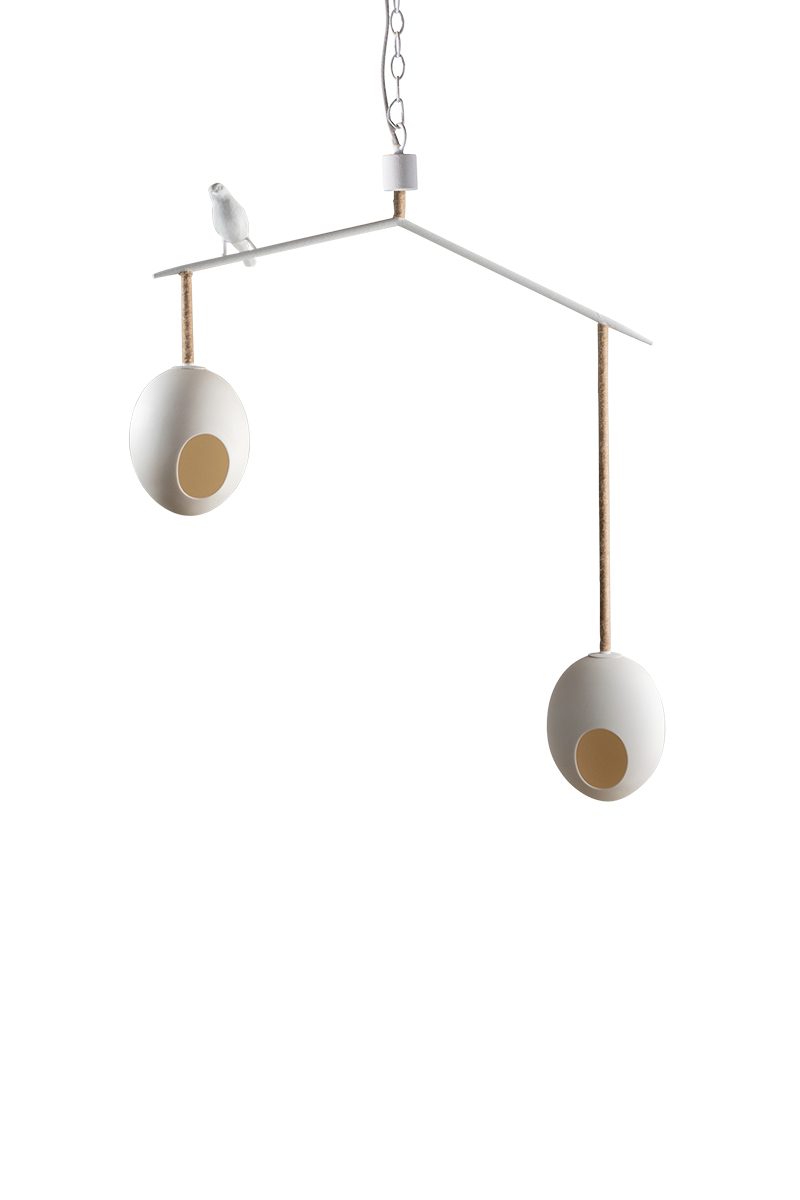 Cloudy Robin Chandelier MCL78 Stucco Plaster White