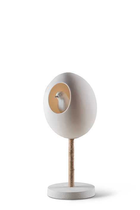 Funky Robin Table Lamp SLB71 Stucco Plaster White
