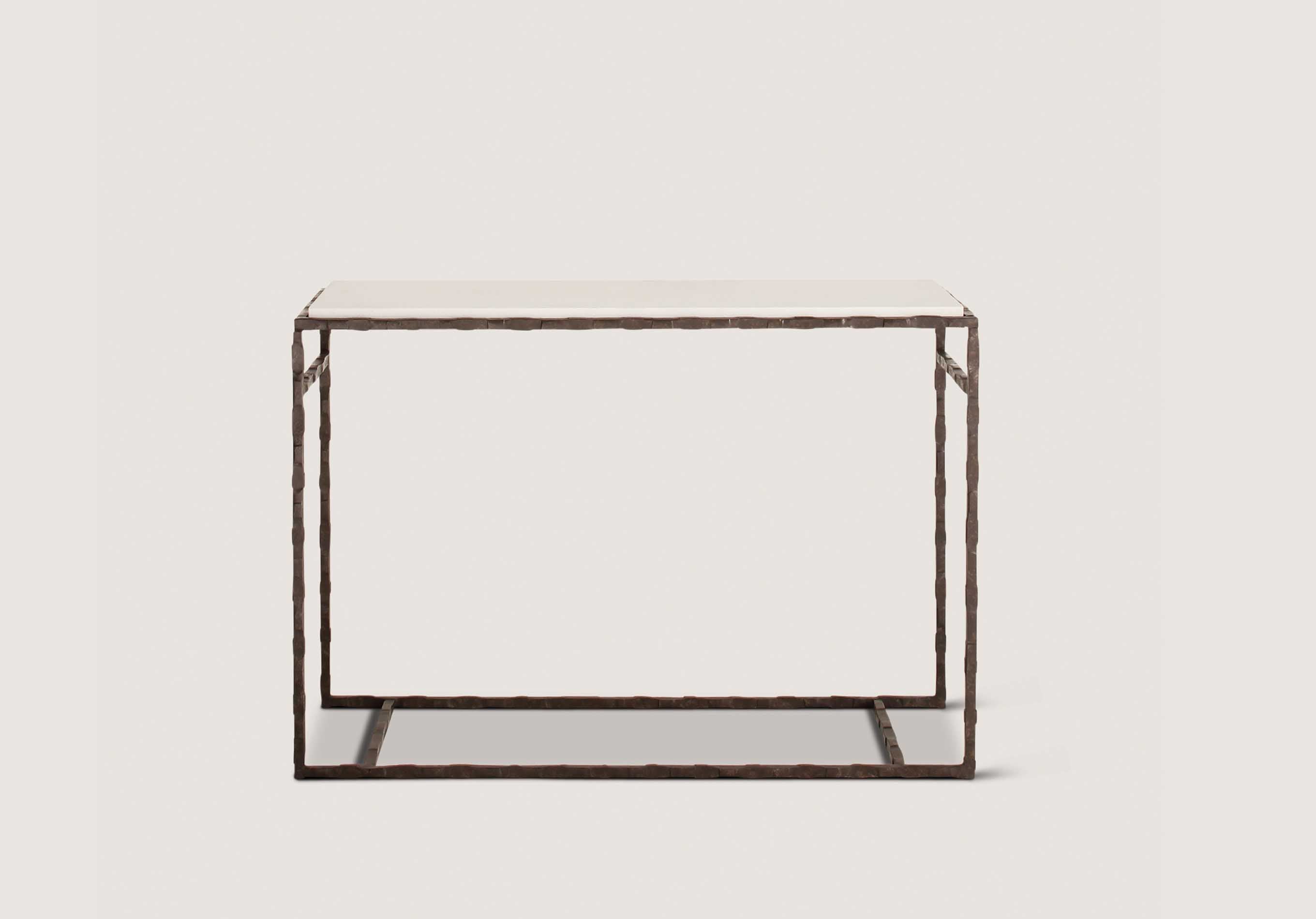 Giacometti Console Table Small CCT01S Lacquered Burnt Silver with Faux Limestone Top