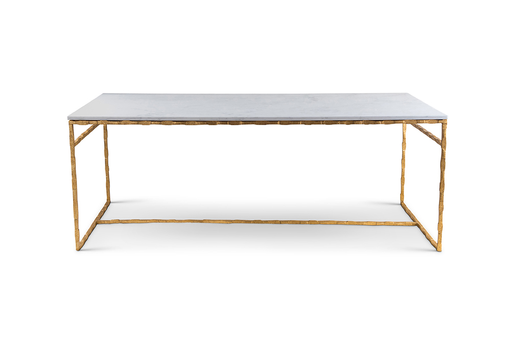 Giacometti Dining Table CCT50 Gold with Calacatta Primavera