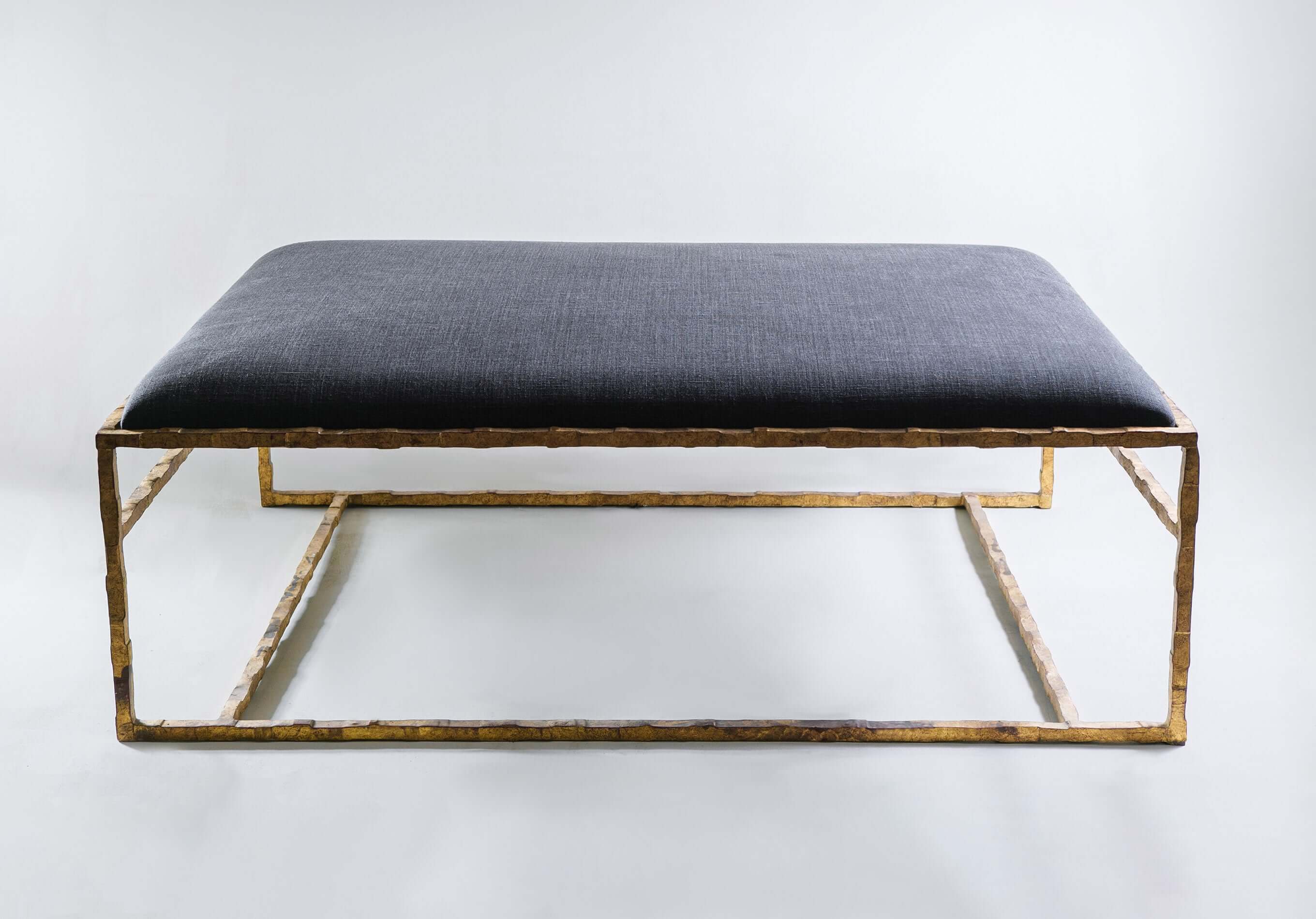 Giacometti Ottoman CSB06 Gold with Carbon Linen seat pad