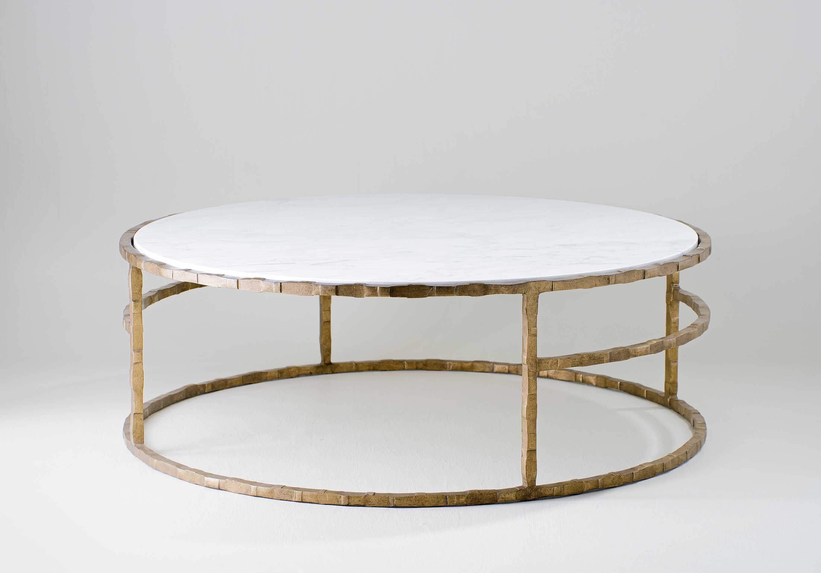 Giacometti Round Coffee Table CFT18 Versailles Gold with Calacatta Primavera marble top