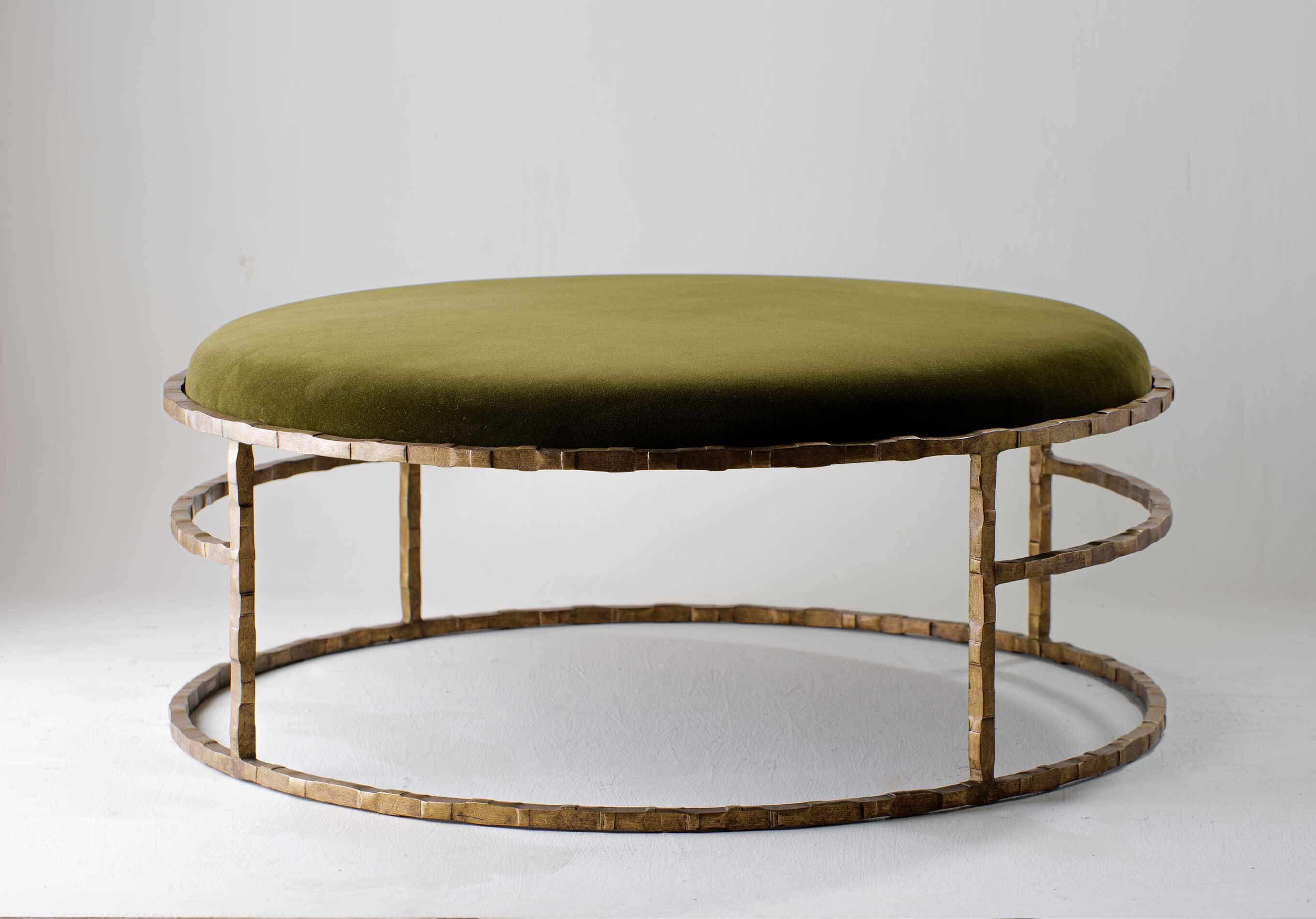 Giacometti Round Ottoman CSB07 Versailles Gold with COM seat pad