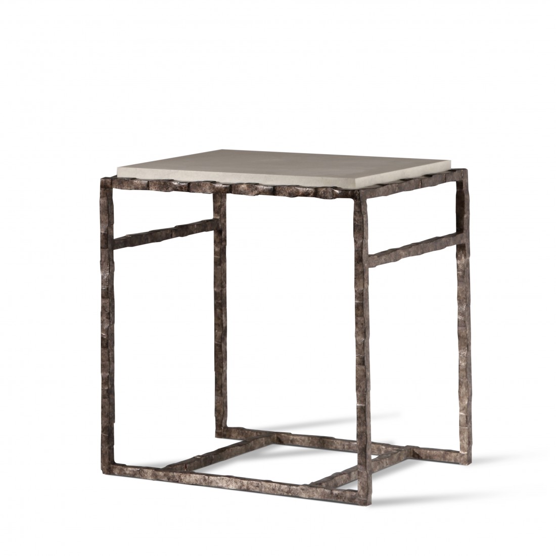 Giacometti Side Table CST01 Burnt Silver with Faux Limestone top