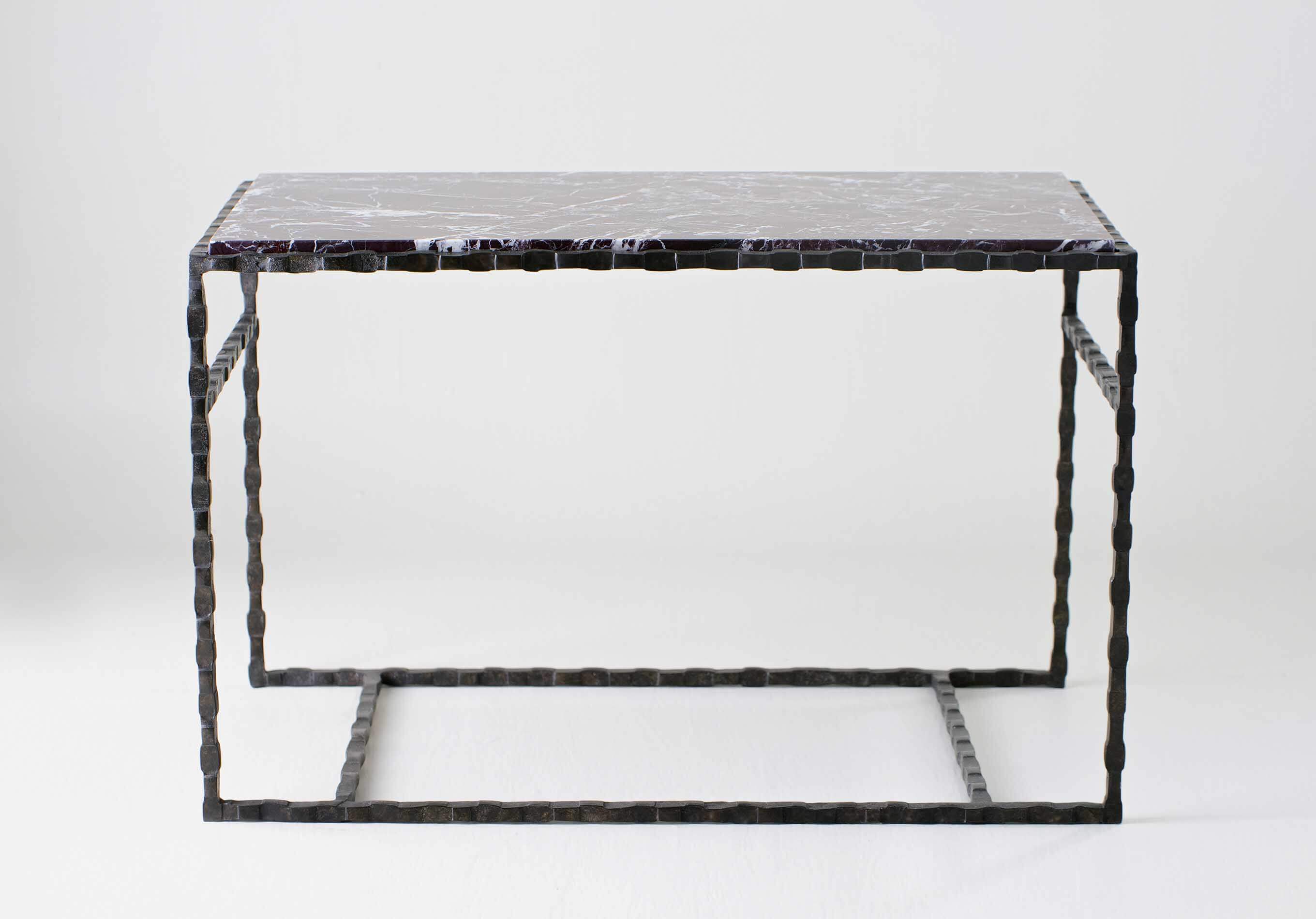 Giacometti Sofa Side Table CST58 Marble Carbon with Calacatta Primavera marble top