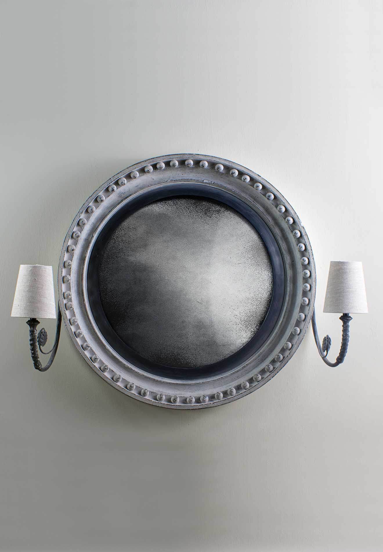 Holbein Mirror with Lights WM58W Parchment with 4" holbein shades