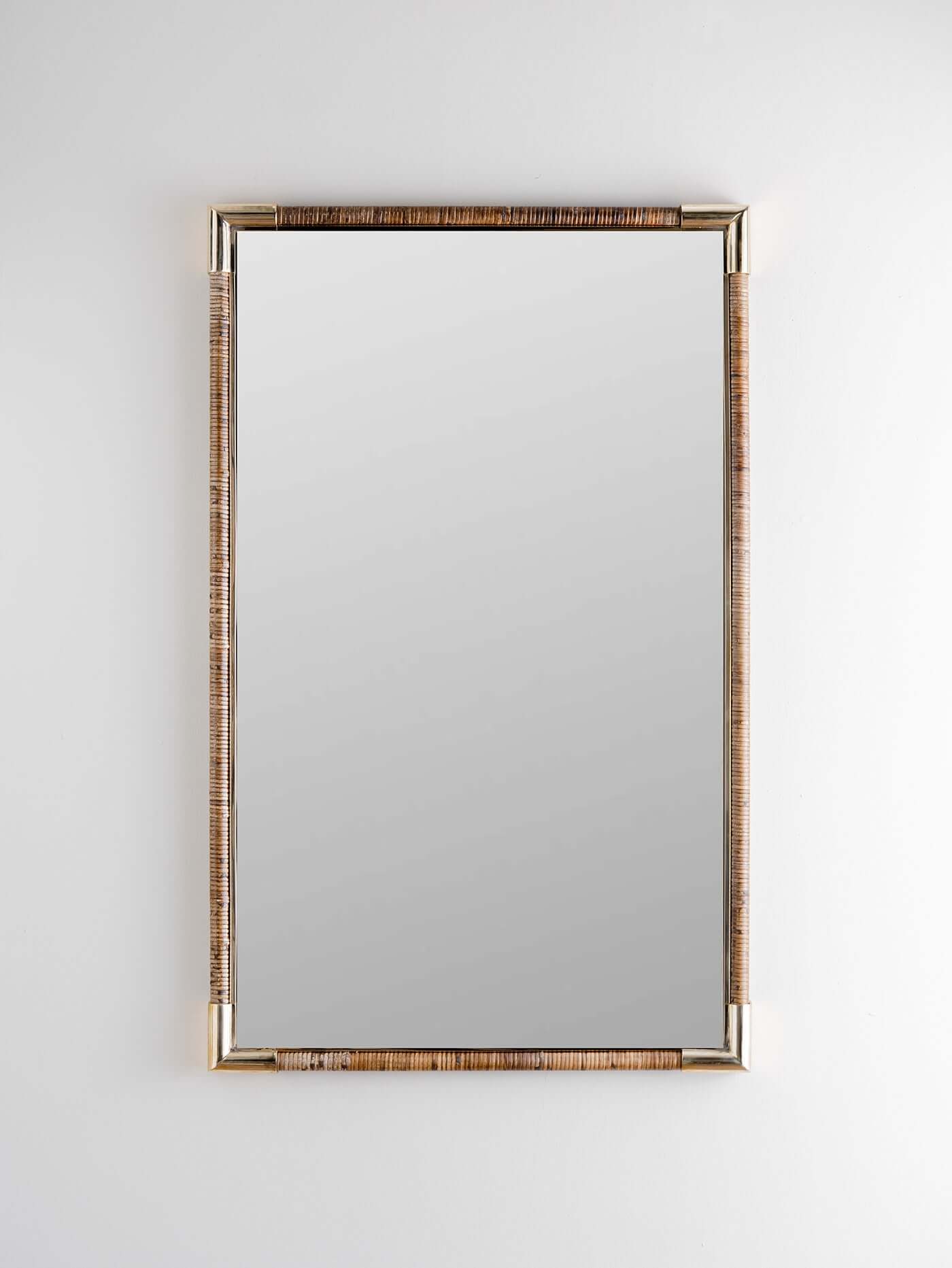 Holden Mirror Rectangular WM52R Dark Cane with Brass