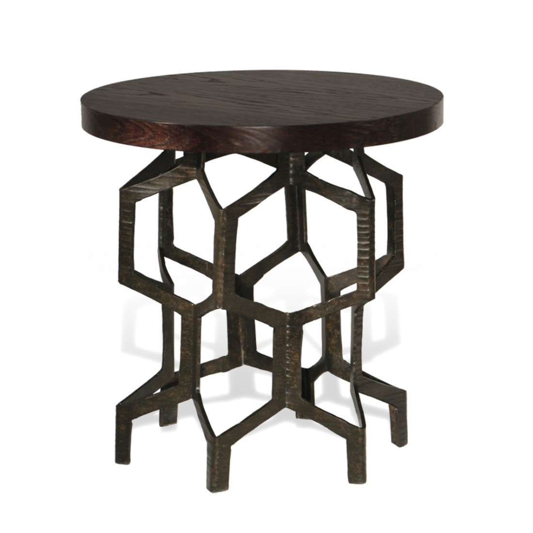 Honeycomb Side Table CST34 Bronzed with Dark Fumed Oak top