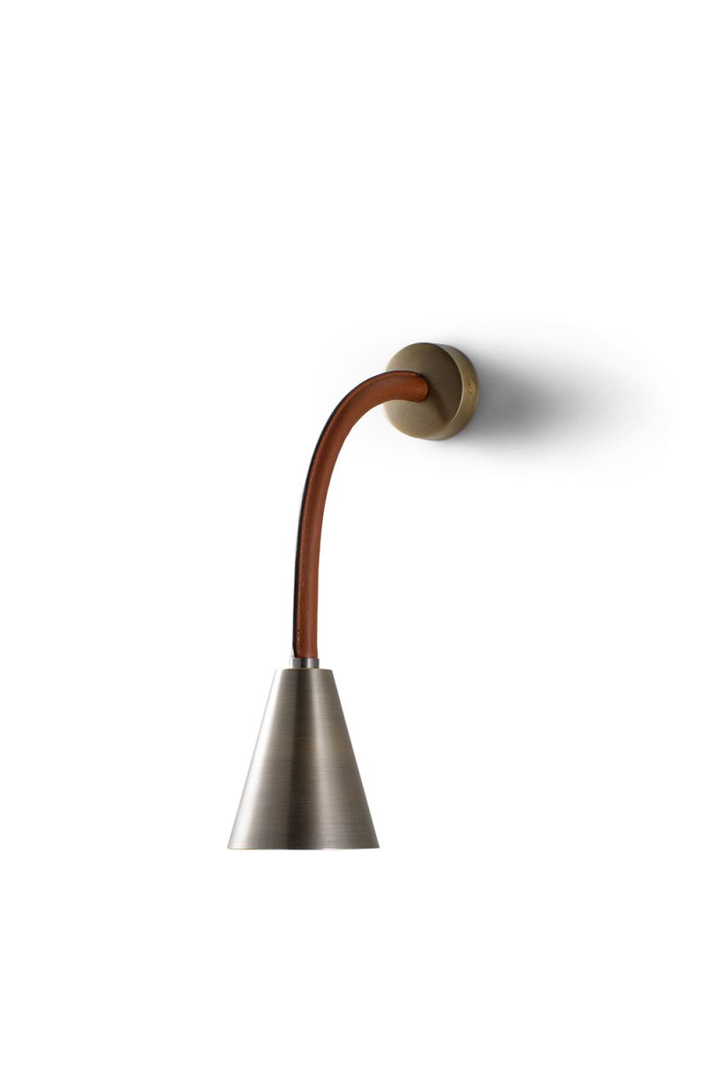 Huxley Flexible Wall Light TWL131 Tan with Antique Brass