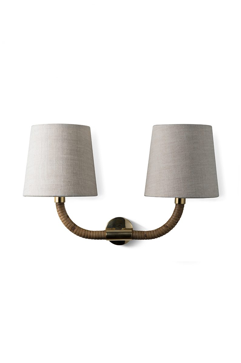 Large Holden Wall Light TWL119L Dark Cane with Brass
