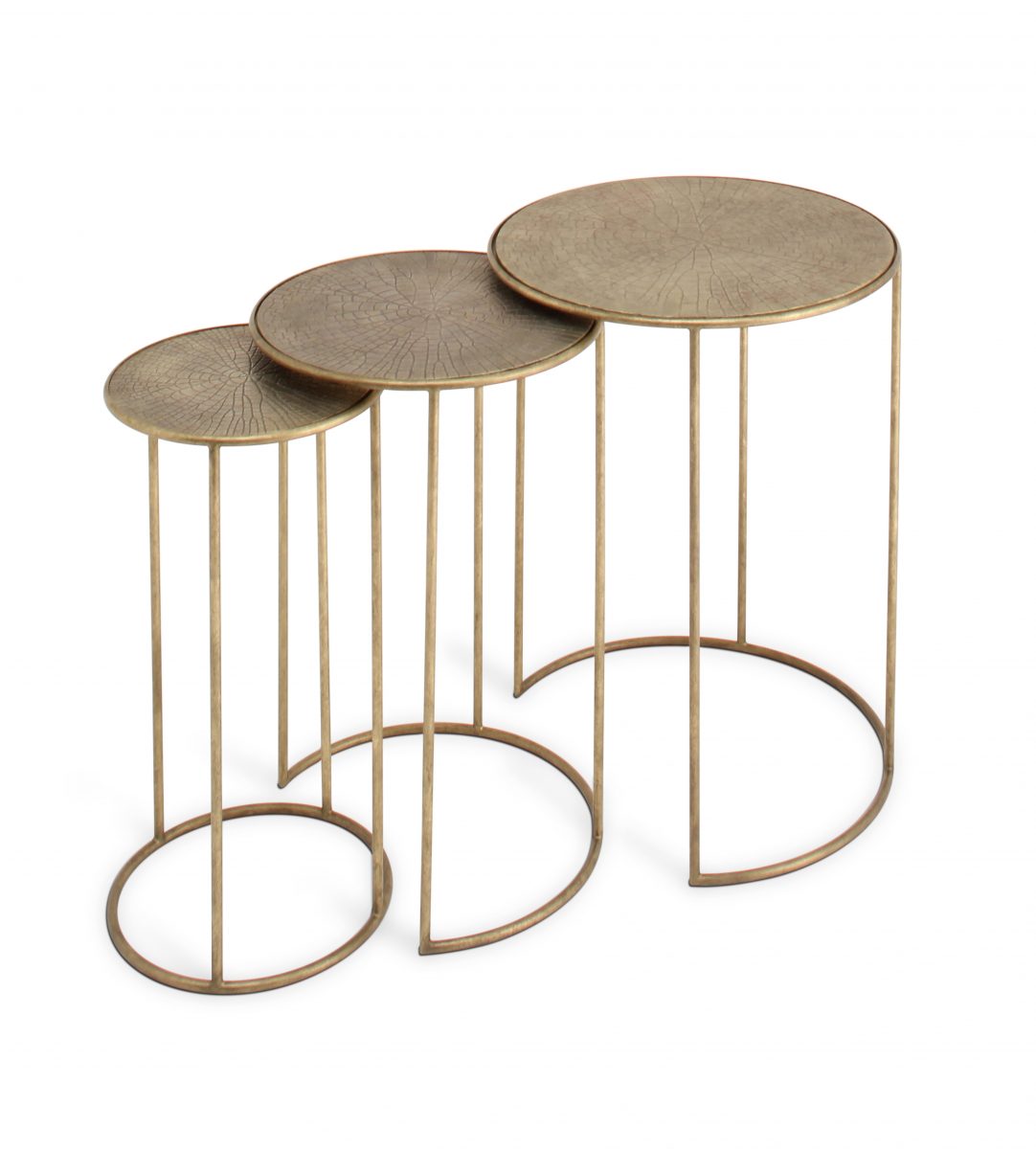 Lilypad Nest of Tables CST43 Old brass with brass tops